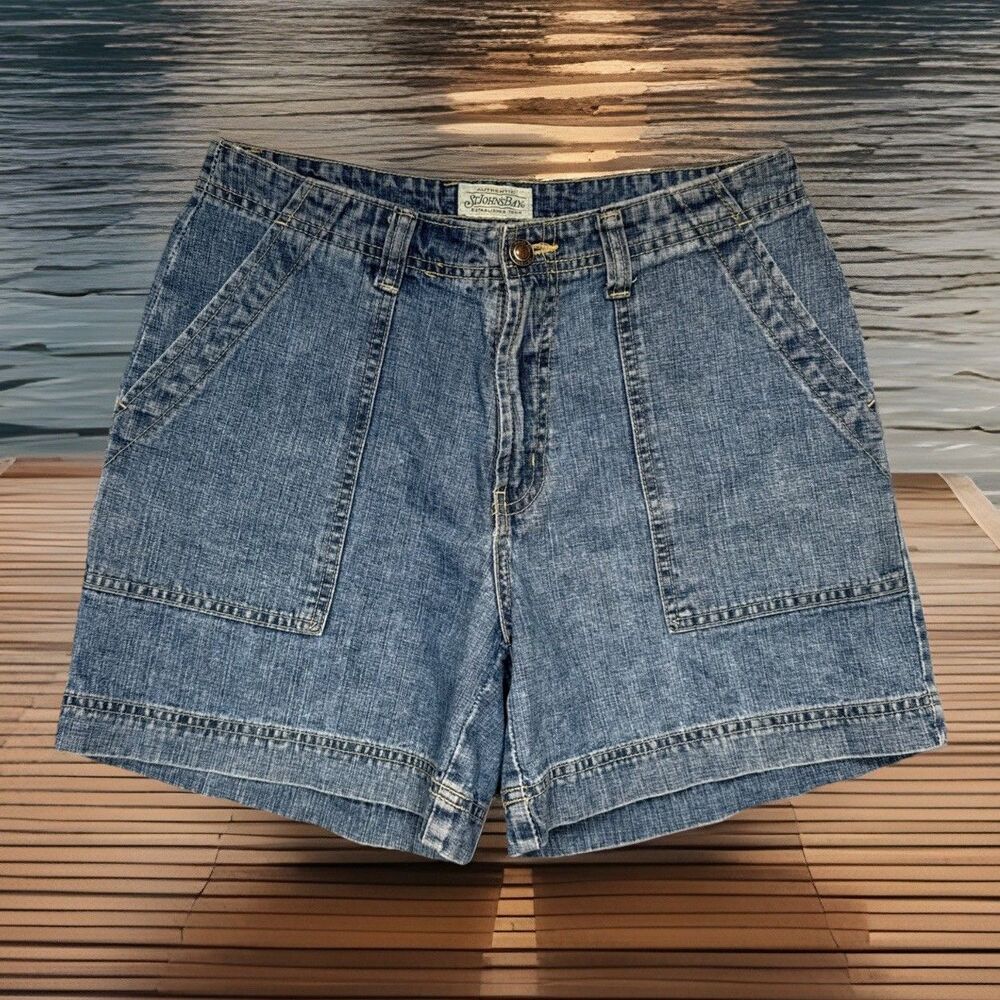 St Johns Bay High Rise Shorts 8 (W28 Inseam 5) Blue Cotton Denim Womens